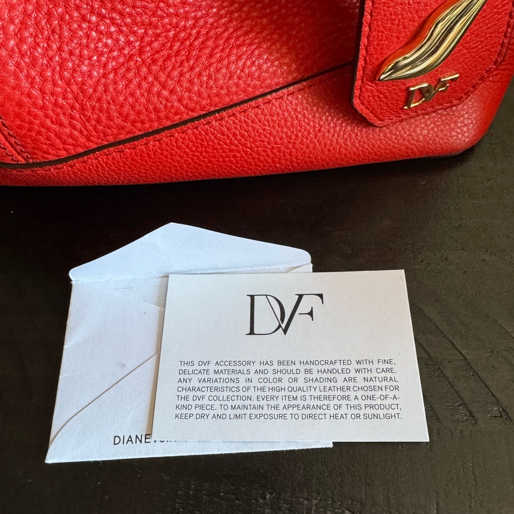 Diane Von Furstenberg Red Leather Shachel Bag — Like New! - Picture 4 of 7